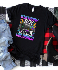 Birthday Boys Level 3 Unlocked Video Gamer Birthday T Shirt